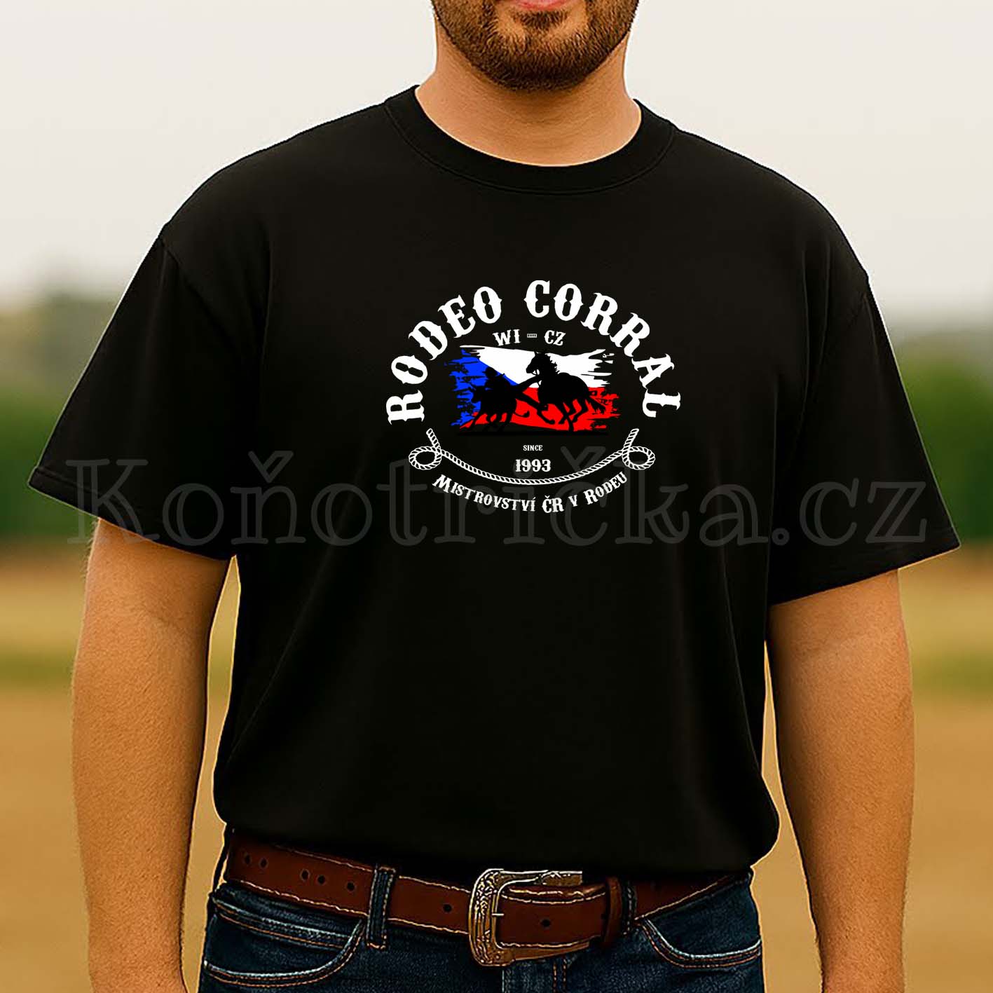 UNISIZE tričko RODEO CORRAL - černé