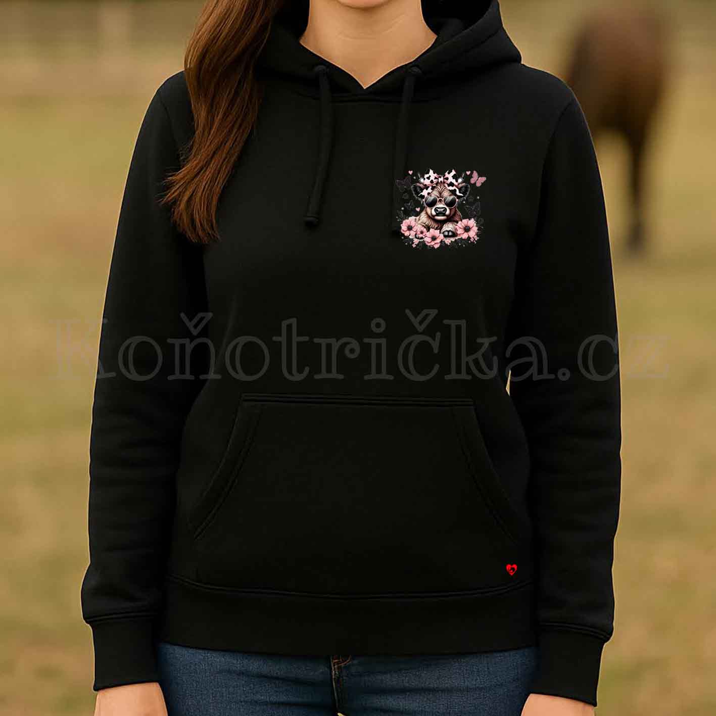 Unisex mikina s kapucí GALAXY COW - černá