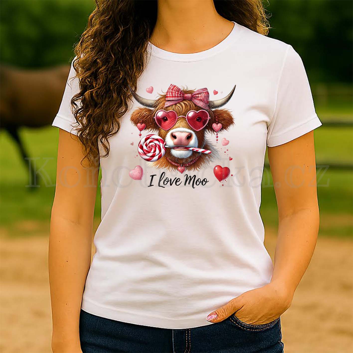 Premium Unisex tričko I LOVE MOO - bílé
